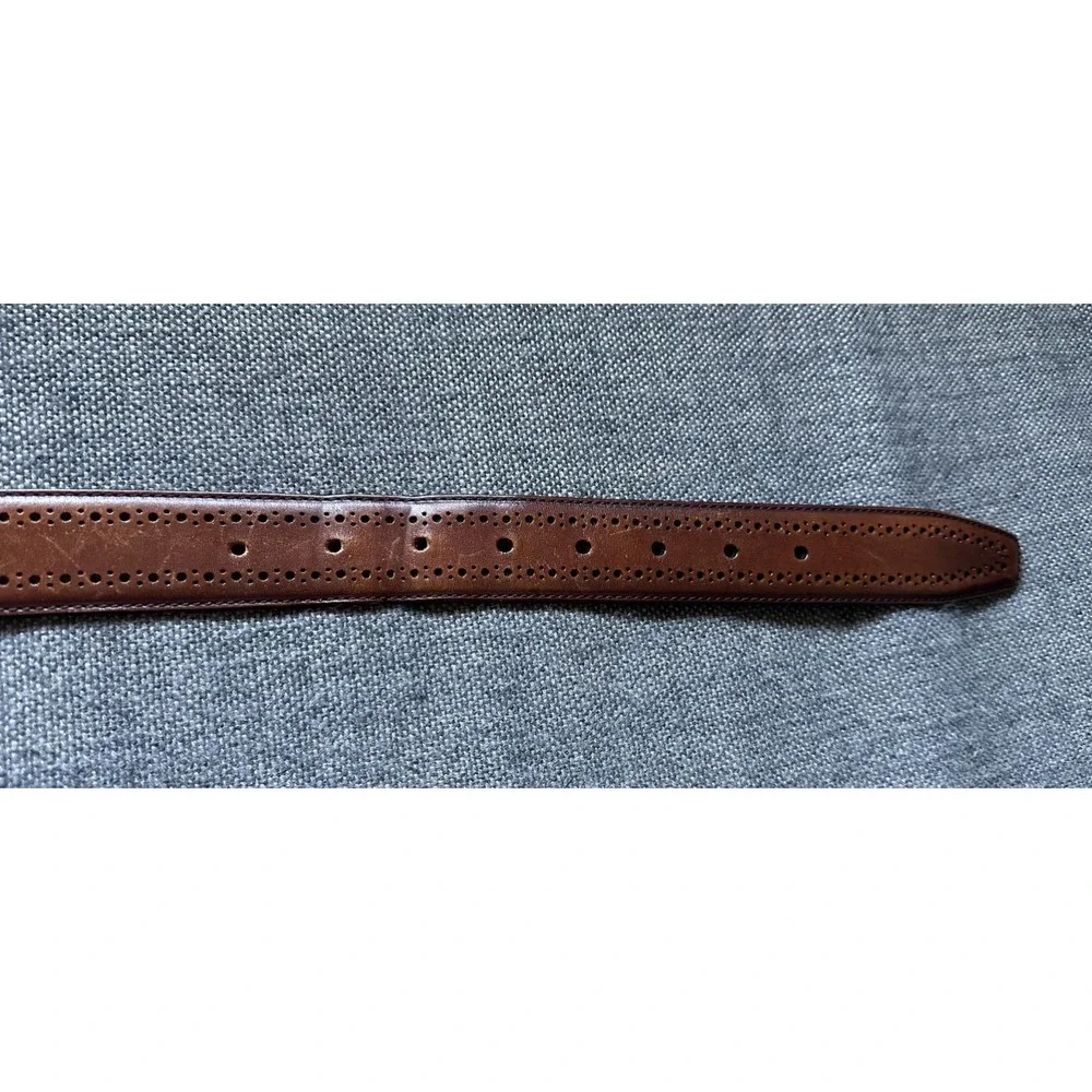 Allen Edmonds Dark Brown Leather Belt With Brogue Details Sz 38